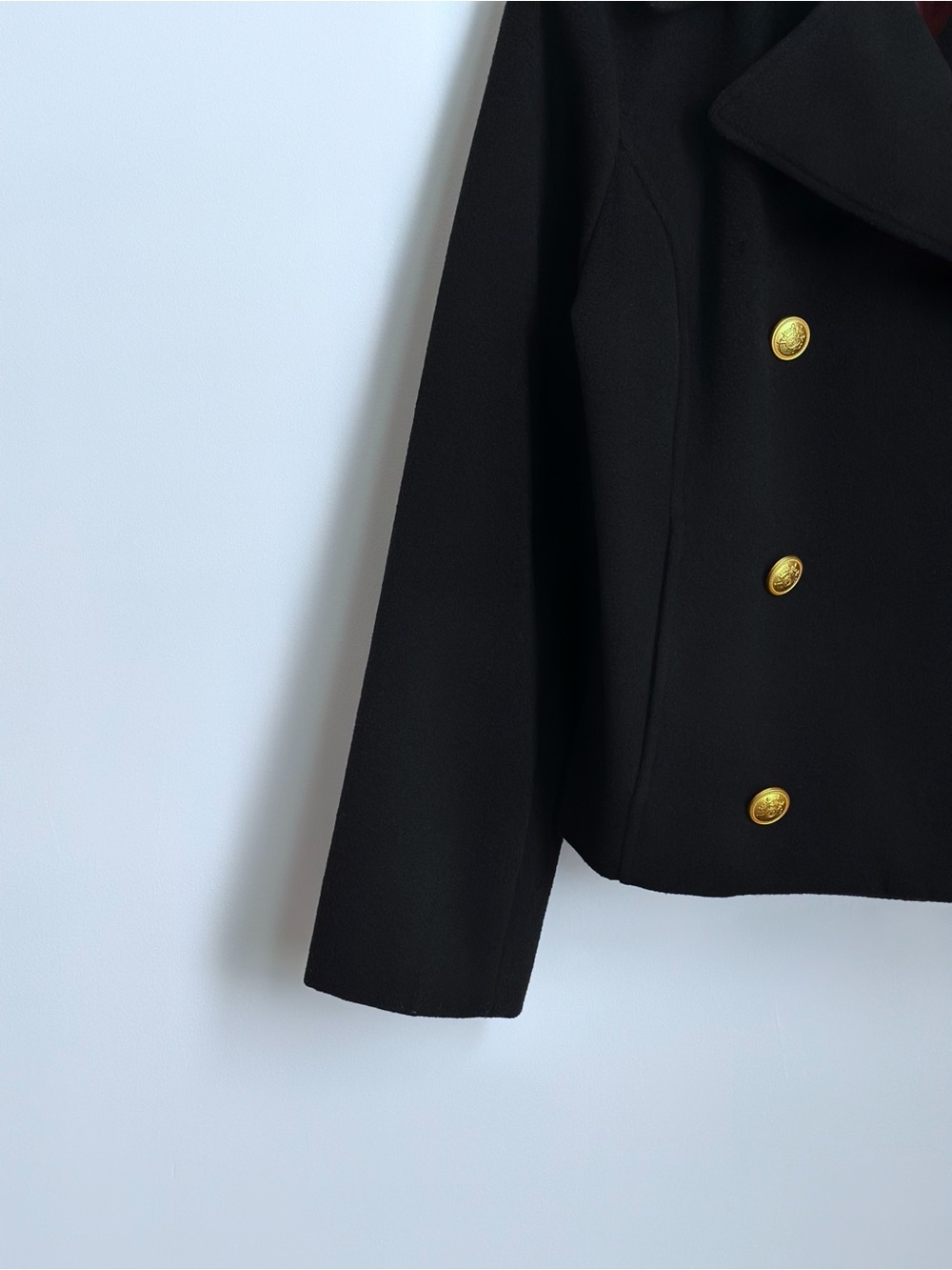 Rebecca Minkoff Women’s Double-Breasted Peacoat Jacket/Gold Buttons/Black/Size M - Picture 7 of 9